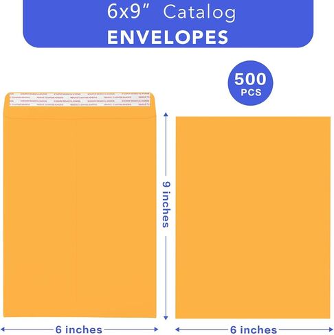 Manilla Envelopes 6x9 Self Seal 500 PCS 100GSM, FUACJLIE Brown Kraft Large Catalog Envelopes Paper 6x9 Letter Size with Peel and Seal Flap for Home, Mailing, Business and Storage in Saudi Arabia