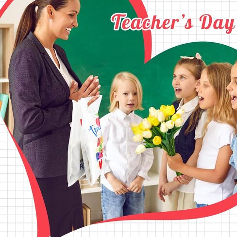 Locmeo 100 Pieces Plastic Teacher Appreciation Gift Bags Bulk 9'' x 12'' Thank You Teacher Party Favors Bags Teacher Ever Treat Bags Merchandise Bags for Teacher Appreciation Party Supplies Decor in Saudi Arabia