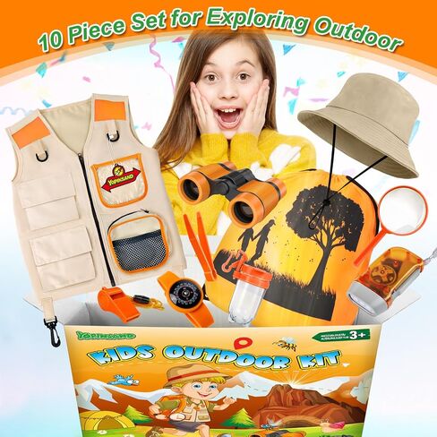 Kids Explorer Kit & Bug Catcher Kit, Camping Gear for Kids, Outdoor Exploration Set with Vest & Hat, Backpack, Ideal Outdoor Camping Adventure Toys for Boys Girls 3-12 in Saudi Arabia