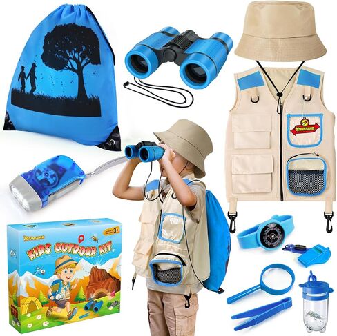 Kids Explorer Kit & Bug Catcher Kit, Camping Gear for Kids, Outdoor Exploration Set with Vest & Hat, Backpack, Ideal Outdoor Camping Adventure Toys for Boys Girls 3-12 in Saudi Arabia