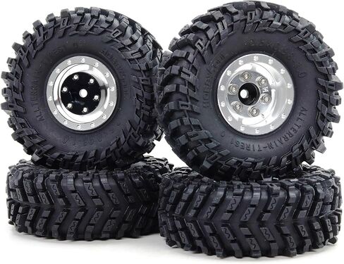 Hobbysoul 64mm طول 1.0 عجلات وإطارات قابلة للتعديل ، حافات الإزاحة القابلة للتعديل والإطار اللزج الناعم لـ RC Mud Crawler 1/24 SCX24 FCX24 AX24 1/18 TRX4M ترقيات ، HS701515 in Kuwait