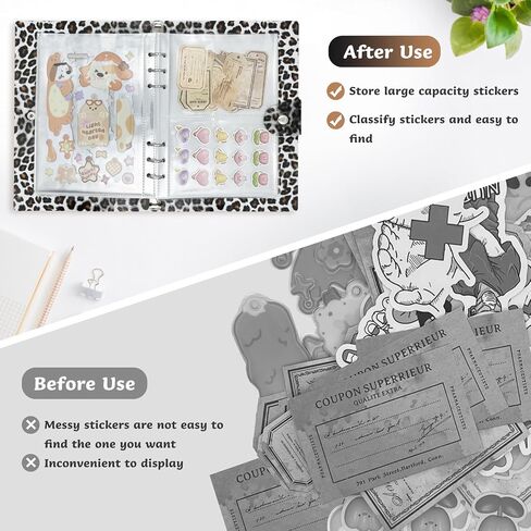 Sticker Organizer Binder Reusable Storage Book Collecting Album A5 Keeper Notebook with 20 Sheets Pocket Page (Leopard print) in Saudi Arabia