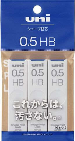Mitsubishi Pencil Uni Uni Mechanical Pencil Lead, 0.5 HB, 3 Pieces, ULS05403PHB Black in Saudi Arabia