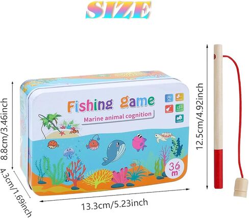 ONEST 8 Pieces Wooden Magnetic Fishing Poles Wooden Magnet Poles Fishing Rod Learning Games for Kindergarten Preschool Girl Boy in Saudi Arabia