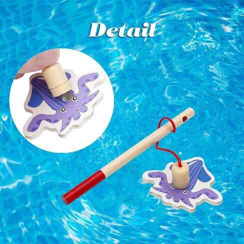ONEST 8 Pieces Wooden Magnetic Fishing Poles Wooden Magnet Poles Fishing Rod Learning Games for Kindergarten Preschool Girl Boy in Saudi Arabia