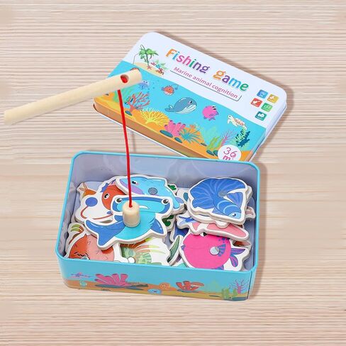 ONEST 8 Pieces Wooden Magnetic Fishing Poles Wooden Magnet Poles Fishing Rod Learning Games for Kindergarten Preschool Girl Boy in Saudi Arabia