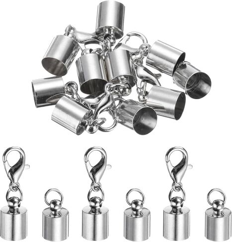 meccanixity 20pcs cord end cap 2.5mm id id silver copper colum barrel end caps for diy bracelets staslaces cord in Kuwait