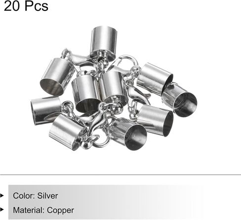 meccanixity 20pcs cord end cap 2.5mm id id silver copper colum barrel end caps for diy bracelets staslaces cord in Kuwait