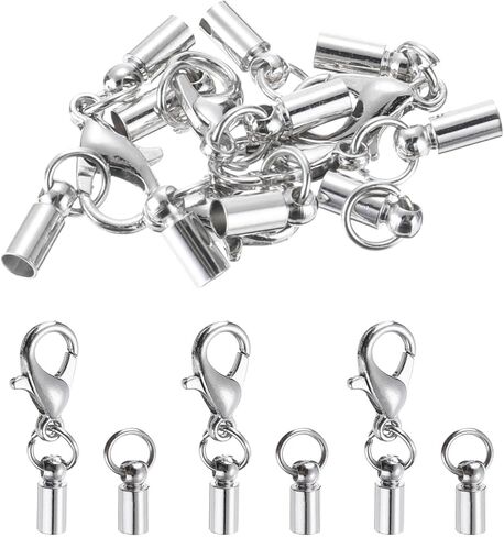 MECCANIXITY 20Pcs Cord End Cap 2.5mm ID Silver Copper Column Barrel End Caps for DIY Bracelets Necklaces Tassels Leather Cord in Kuwait