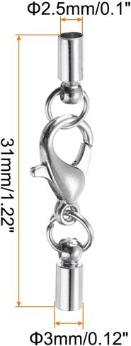 MECCANIXITY 20Pcs Cord End Cap 2.5mm ID Silver Copper Column Barrel End Caps for DIY Bracelets Necklaces Tassels Leather Cord in Kuwait