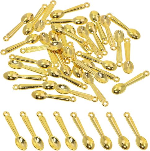 Tupalizy 100PCS Tiny Spoon Charms Tableware Kitchen Cooking Utensils Charms Pendants for Bracelets Jewelry Making Necklaces Earrings Key Chains Crafts Christmas Halloween Party Decors in Saudi Arabia