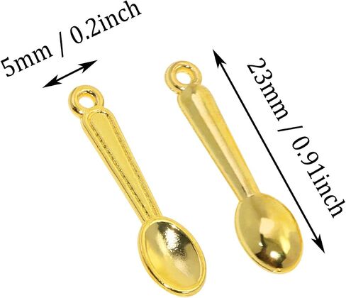 Tupalizy 100PCS Tiny Spoon Charms Tableware Kitchen Cooking Utensils Charms Pendants for Bracelets Jewelry Making Necklaces Earrings Key Chains Crafts Christmas Halloween Party Decors in Saudi Arabia