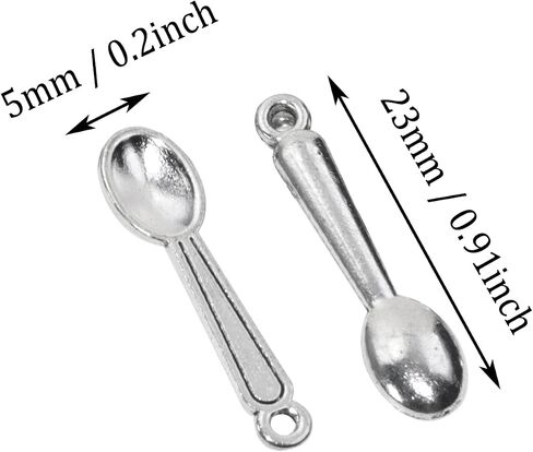 Tupalizy 100PCS Tiny Spoon Charms Tableware Kitchen Cooking Utensils Charms Pendants for Bracelets Jewelry Making Necklaces Earrings Key Chains Crafts Christmas Halloween Party Decors in Saudi Arabia