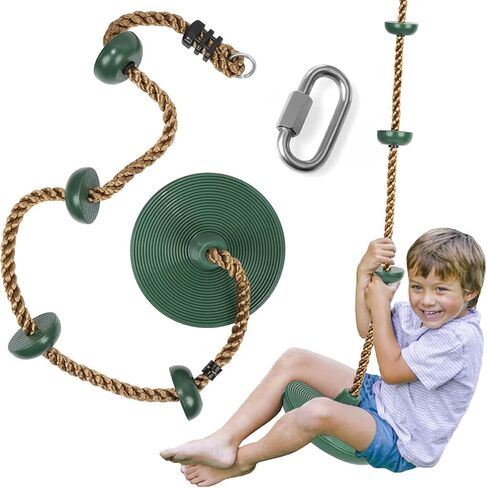 Platforms Disc Tree Swing Seat and Climbing Knot Rope with Carabiner Hook for Kids Outdoor Playground Set (Multicolor) in Saudi Arabia