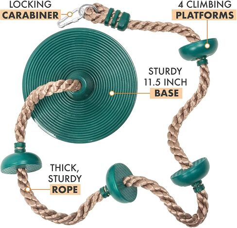 Platforms Disc Tree Swing Seat and Climbing Knot Rope with Carabiner Hook for Kids Outdoor Playground Set (Multicolor) in Saudi Arabia