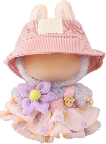 Clothes for Labubu, Skirt Set for Labubu Doll, 2 Piece Set Hat Skirt Outfit Premium Fashion Cute Dress for Labubu Dolls Accessories (NO Doll) (Pink) in Saudi Arabia