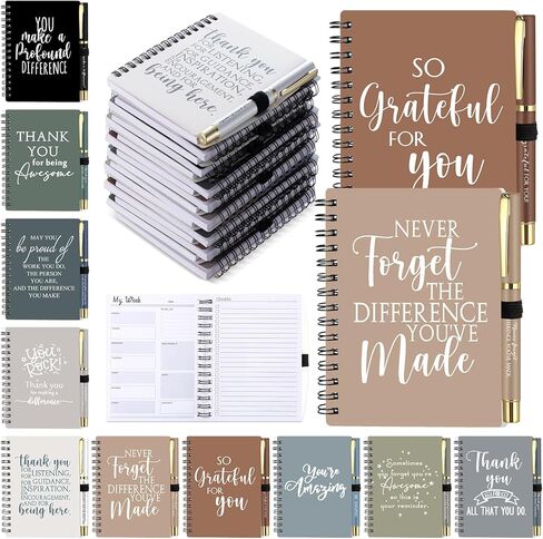 60 Pcs/ 30 Set Teacher Employee Appreciation Gifts Bulk Graduation A6 Spiral Notebook Motivational Ballpoint Pen Inspirational Weekly to Do List Notepad for Coworker Nurse CNA (Boho) in Saudi Arabia