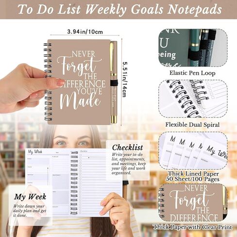 60 Pcs/ 30 Set Teacher Employee Appreciation Gifts Bulk Graduation A6 Spiral Notebook Motivational Ballpoint Pen Inspirational Weekly to Do List Notepad for Coworker Nurse CNA (Boho) in Saudi Arabia