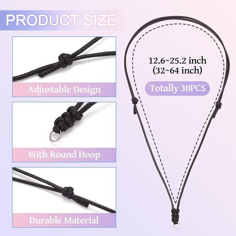 Beadthoven 30pcs حبل الحبل الحبل قول قابلة للضبط مزدوج معقدة سلسلة 1.5 ملم حبل السلسلة مع حلقة معدنية لتعليق المجوهرات صنع المجوهرات صنع الحبل البني للرجال النساء in Kuwait