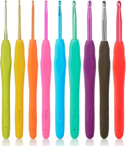 مجموعة Crochet Looen COCHET 9 قطعة ، خطاف الكروشيه من المطاط المريح مجموعة للكروشيه ، والحياكة الرفيعة ، وتوريد الكروشيه ، ومجموعات الكروشيه لمرضى التهاب المفاصل والمبتدئين. in Kuwait
