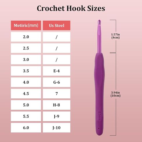 مجموعة Crochet Looen COCHET 9 قطعة ، خطاف الكروشيه من المطاط المريح مجموعة للكروشيه ، والحياكة الرفيعة ، وتوريد الكروشيه ، ومجموعات الكروشيه لمرضى التهاب المفاصل والمبتدئين. in Kuwait