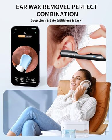 Ear Wax Removal Kit - Water Powered Ear Cleaner & Ear Cleaner with Camera, Ear Irrigation Flushing System with One-Piece Waste Tank, Ear Wax Removal Tool with 1080 HD Camera in Saudi Arabia