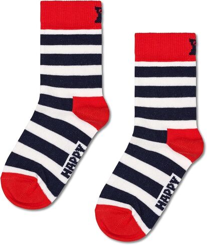 Happy Socks 2-Pack Printed Socks for Kids - Made with Organic Sustainable Cotton - Classic Stripes and Dots Socks - Multicolor - Size 7-9 Years in Saudi Arabia