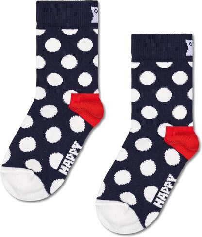 Happy Socks 2-Pack Printed Socks for Kids - Made with Organic Sustainable Cotton - Classic Stripes and Dots Socks - Multicolor - Size 7-9 Years in Saudi Arabia