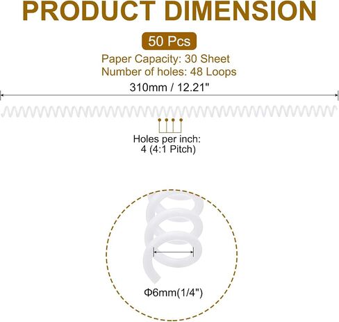 PATIKIL 50 Pack Place Blusins ​​spinting flours ، 13 مم (1/2 ") ملفات ملزمة 80 ورقة حلقات الرابط الحلزوني 4: 1 الملعب للفصول الدراسية ، أبيض in Kuwait