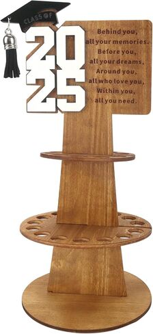 ABTOLS 2025 HOME GIFT HOLDER ، WOODEN 2025 HOLDER MONEY حامل نقدي مزدوج الطبقة مع 25 HOLE DIY هدية نقدية المال الفريدة لمستلزمات التخرج (أبيض) in Kuwait