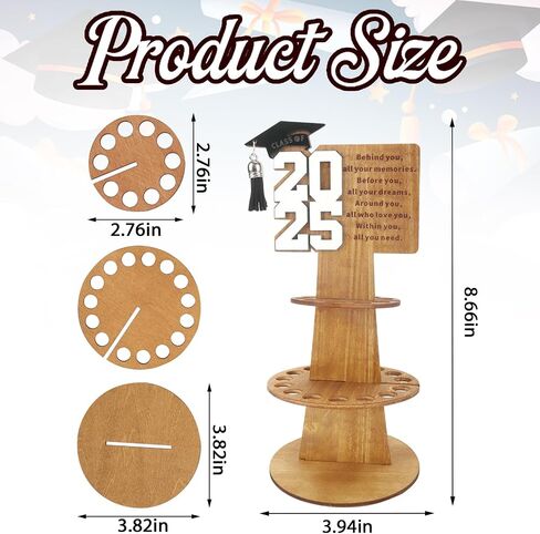 ABTOLS 2025 HOME GIFT HOLDER ، WOODEN 2025 HOLDER MONEY حامل نقدي مزدوج الطبقة مع 25 HOLE DIY هدية نقدية المال الفريدة لمستلزمات التخرج (أبيض) in Kuwait
