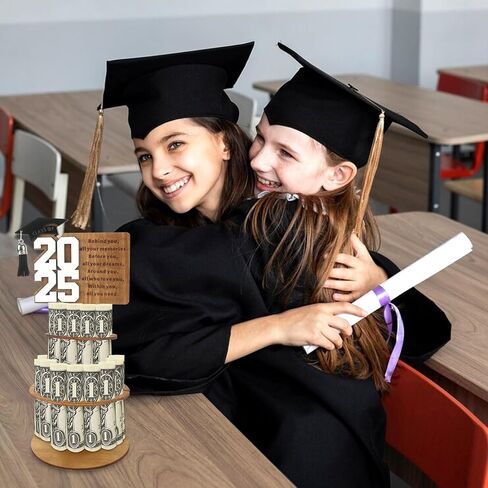 ABTOLS 2025 HOME GIFT HOLDER ، WOODEN 2025 HOLDER MONEY حامل نقدي مزدوج الطبقة مع 25 HOLE DIY هدية نقدية المال الفريدة لمستلزمات التخرج (أبيض) in Kuwait
