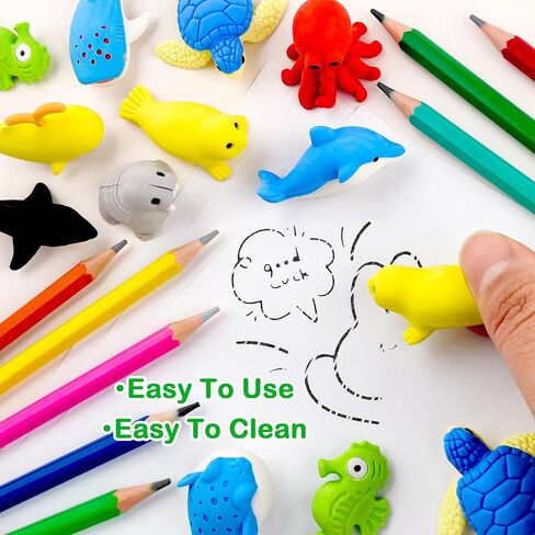 120pcs Sea Animal Erasers for Kids Desk Pets 3D Take Apart Animal Pencil Erasers for Kids Classroom Prizes, Class Treasure Box,Game Rewards,Party Favors in Saudi Arabia