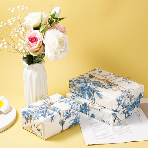30pcs Peony Tissue Paper, 14x20 Inch Gift Wrap Sheets for Gift Bag Packaging, Wedding, Birthday Party (Blue) in Saudi Arabia