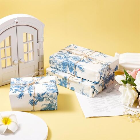 30pcs Peony Tissue Paper, 14x20 Inch Gift Wrap Sheets for Gift Bag Packaging, Wedding, Birthday Party (Blue) in Saudi Arabia