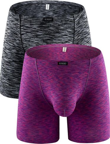 IKINGSKY Men's Quick-dry Long Leg Boxer Briefs Sexy Bulge Trunks No Ride Up Shorts Underwear Seamless Front Under Panties in Kuwait