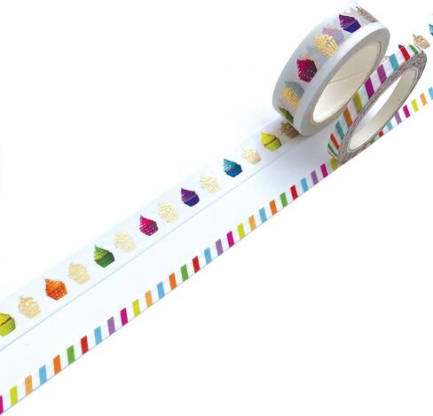 Paper House Productions Pack of 3 Sticker Half-Sheets for Crafts, Scrapbooking & Collecting - Rainbow Cupcakes in Saudi Arabia