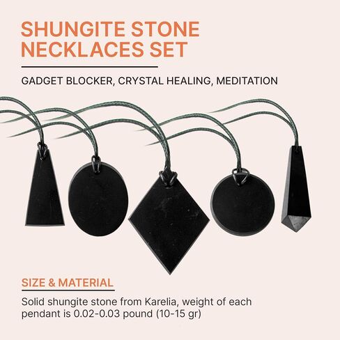 Karelian Heritage Shungite Pendant Set | Minimalistic Natural Black Crystal Jewelry | Defender Shield Protection Stone Necklace | Sacred Chakra Healing Pendant, Reiki Meditation and Grounding in Kuwait