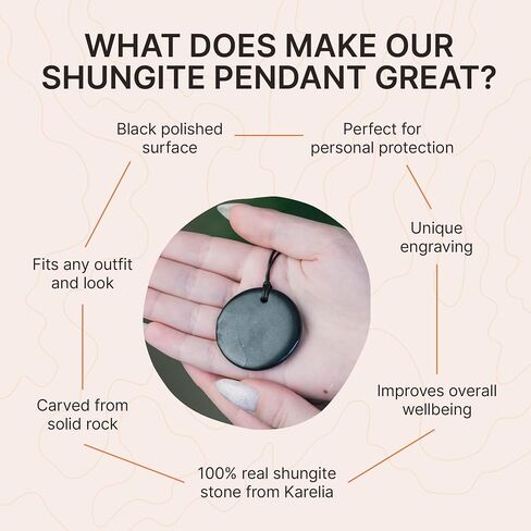 Karelian Heritage Shungite Pendant Set | Minimalistic Natural Black Crystal Jewelry | Defender Shield Protection Stone Necklace | Sacred Chakra Healing Pendant, Reiki Meditation and Grounding in Kuwait