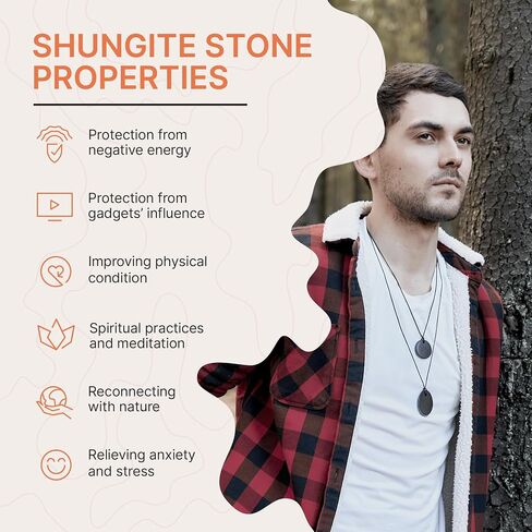 Karelian Heritage Shungite Pendant Set | Minimalistic Natural Black Crystal Jewelry | Defender Shield Protection Stone Necklace | Sacred Chakra Healing Pendant, Reiki Meditation and Grounding in Kuwait