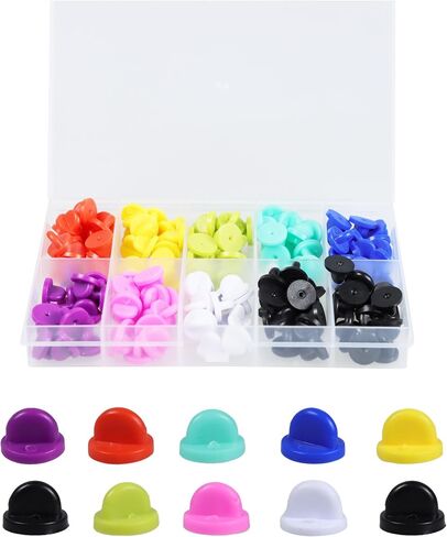 120 PCS ظهور دبوس مطاط ملون ، قفل الفراشة ، ظهور قفل على شكل قلب للدبابيس مع حالة تخزين ، حامل دعم بديل لصنع الحرف اليدوية in Kuwait