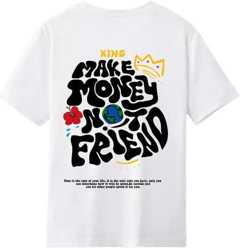 Girl's Letter Graphic Tees Short Sleeve Crew Neck Drop Shoulder T Shirts Tops in Saudi Arabia