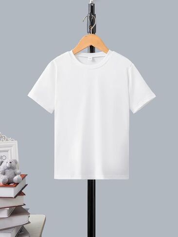 Girl's Letter Graphic Tees Short Sleeve Crew Neck Drop Shoulder T Shirts Tops in Saudi Arabia