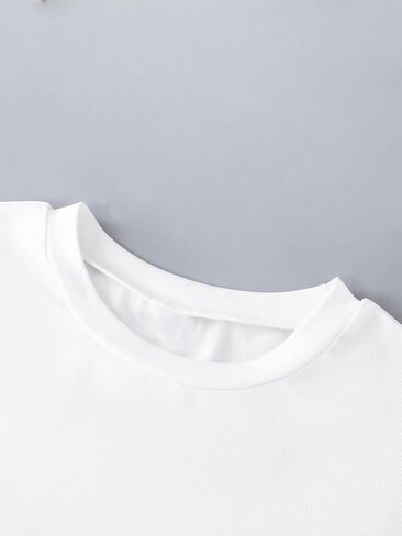 Girl's Letter Graphic Tees Short Sleeve Crew Neck Drop Shoulder T Shirts Tops in Saudi Arabia