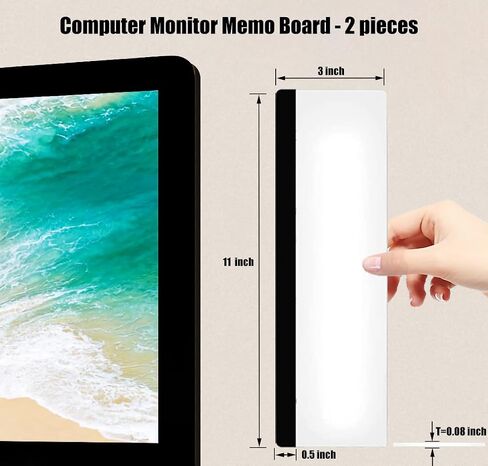 Lchen Computer Monitor Memo Board, Acrylic Monitor Message Holder Transparent Monitor Sticky Note Board Reminder Home Office Accessories Desktop Organizer (Left/Right) in Saudi Arabia