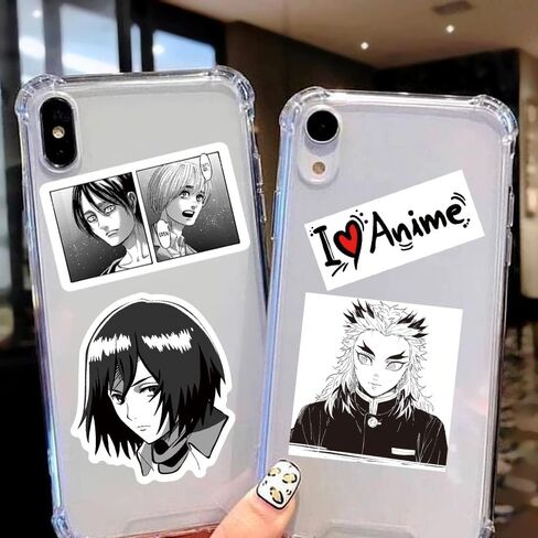 Kids Anime Stickers Mixed Pack, 100pcs Black and White Cartoon Characters Decals Movie Decorative Sticker for Kids Teens Waterproof Stickers for Water Bottle Laptop Luggage Helmet Skateboard Guitar in Saudi Arabia