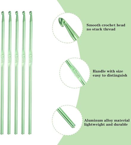 Hordolry 4mm Crochet Hooks Bulk, 18Pcs Aluminum Crochet Needle, Knitting Needles for Craft Yarn Contribute to Beginners in Kuwait