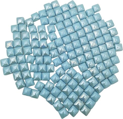 0.59 inch Square Glass Mosaic Tiles,1.1 LB /150 PCS Loose Mosaic Glass Pieces Stone Tiles for Art Crafts and Home Garden Decoration (Pearl Sky Blue) in Kuwait