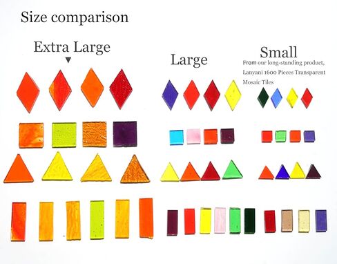 Lanyani 410 Large Transparent Stained Glass Mosaic Tiles, Vibrant Mixed Shapes for Art & Crafts, Cathedral Colorful Glass Pieces, 1.2 Pounds in Kuwait