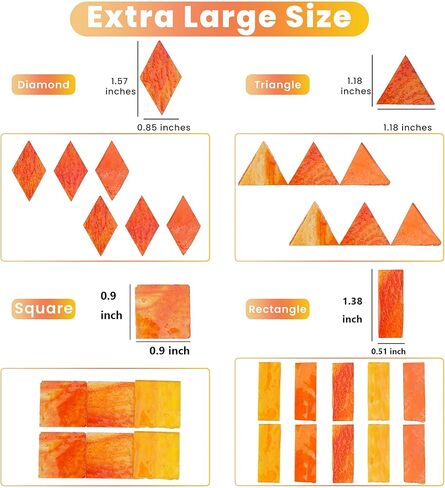 Lanyani 410 Large Transparent Stained Glass Mosaic Tiles, Vibrant Mixed Shapes for Art & Crafts, Cathedral Colorful Glass Pieces, 1.2 Pounds in Kuwait